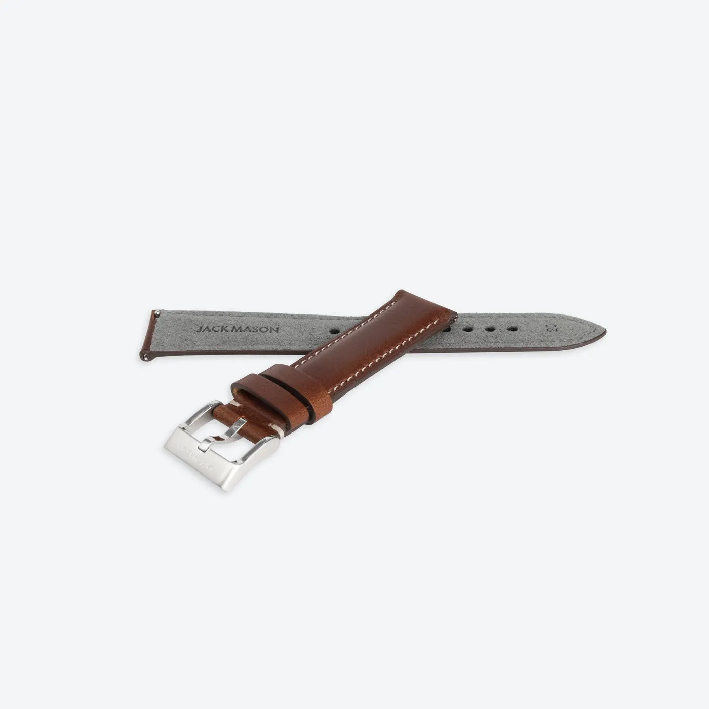 20mm Stitched Brown Leather Strap