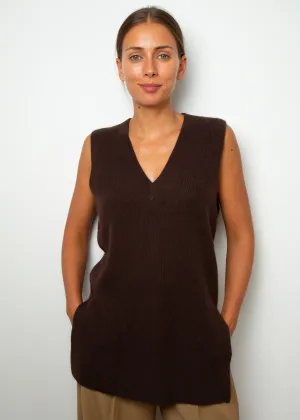 360 Fernanda V Neck Vest in Cafe Noir