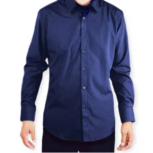 AMANTI: Slim Dress Shirt Navy