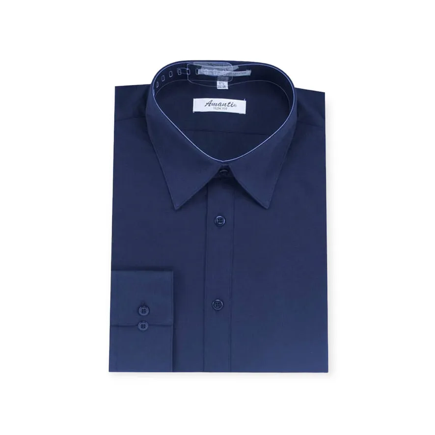 AMANTI: Slim Dress Shirt Navy