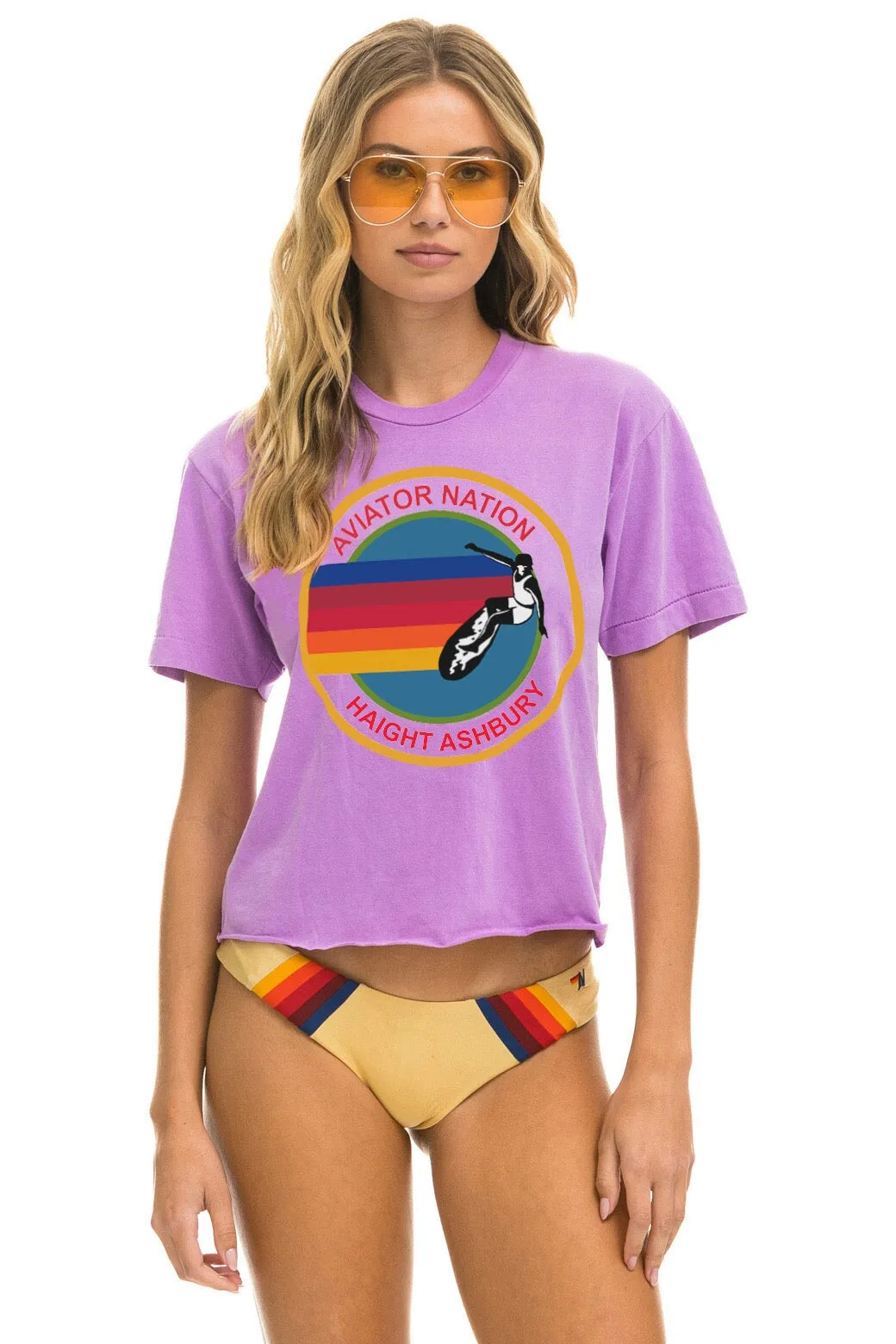 AVIATOR NATION HAIGHT ASHBURY BOYFRIEND TEE - NEON PURPLE