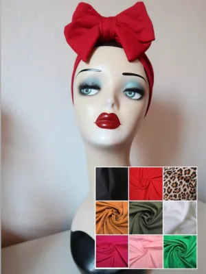 BOW KNOT 1940s Pre-tied Stretchy Turban in 9 colours (made to order)