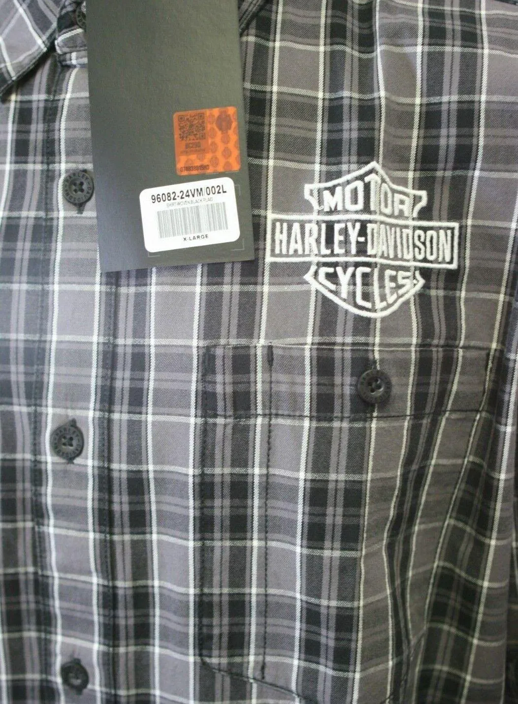 Branded  Men's Shirt Black Screamin' Eagle Plaid L/S (S56)