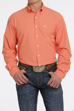 CINCH MEN'S SOLID LONG SLEEVE ARENAFLEX BUTTON-DOWN SHIRT CORAL STYLE MTW1862015