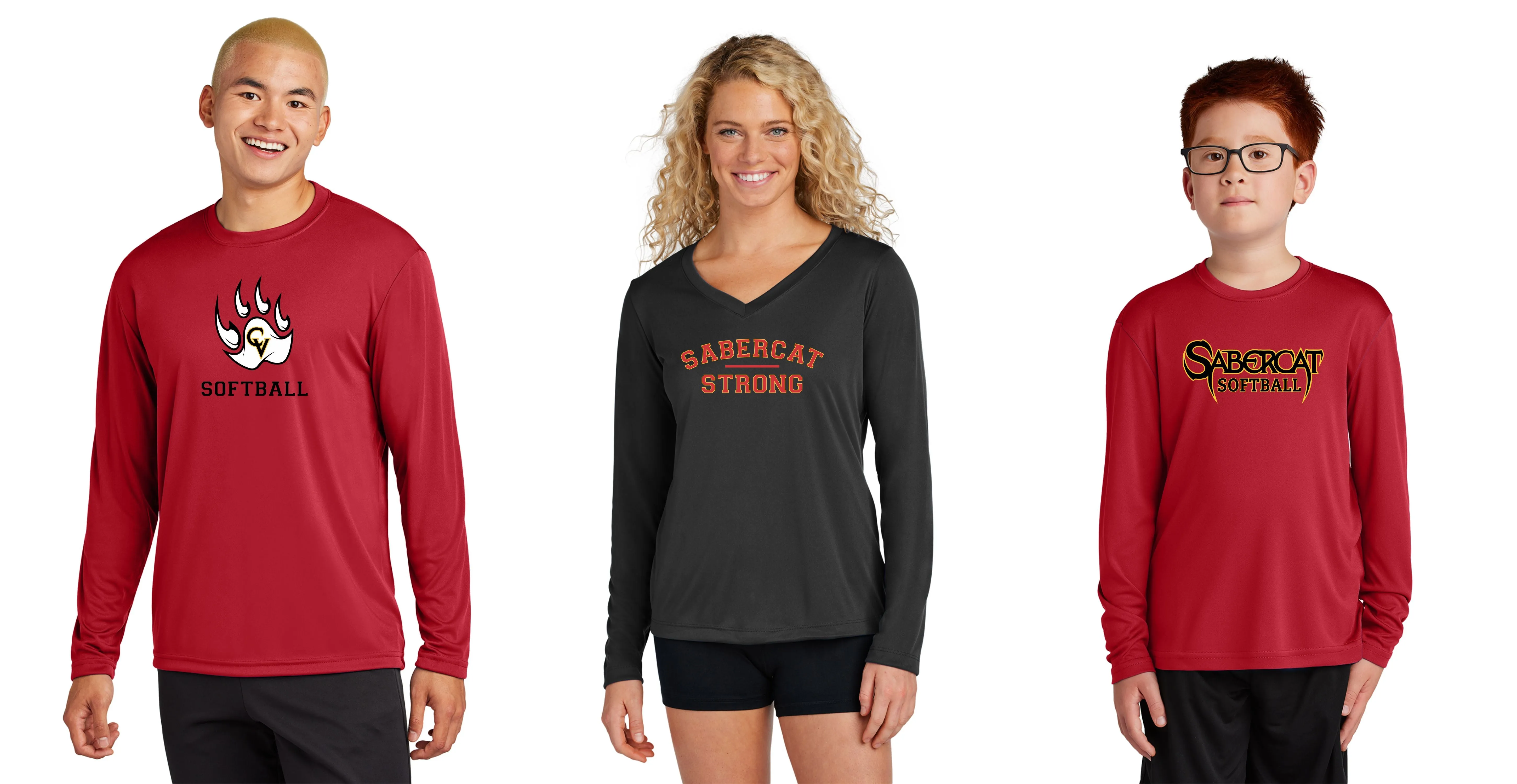 CV Softball Wicking Long Sleeve Tee- Youth, Ladies, Adult Sizes - 3 Designs