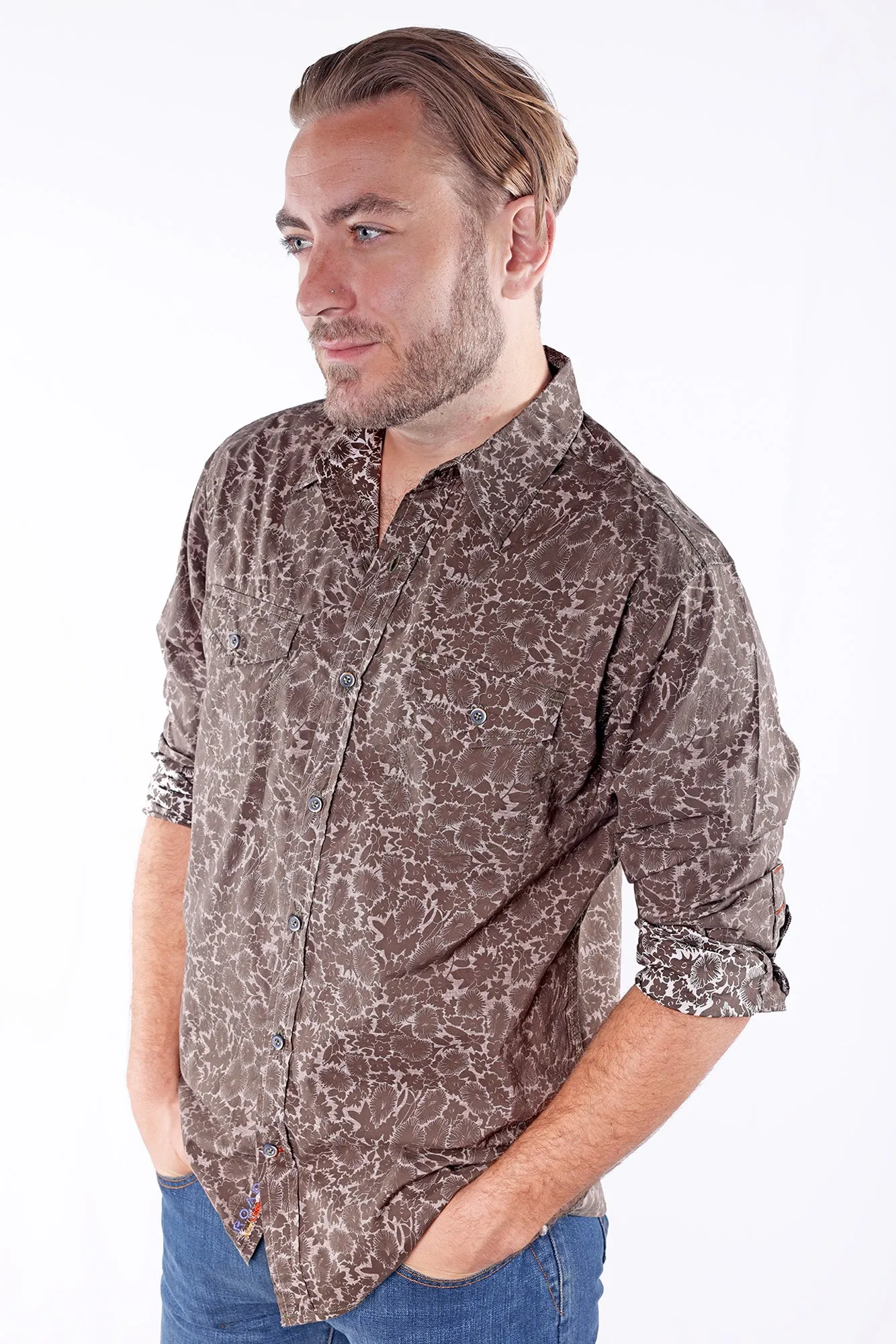 ELIO | 100% Cotton Poplin - Floral Print - Long Sleeve Shirt