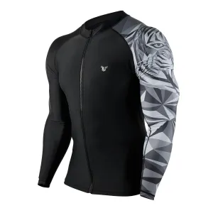 Geometric UPF50  Mens Rashguard with Zip - Tiger Style