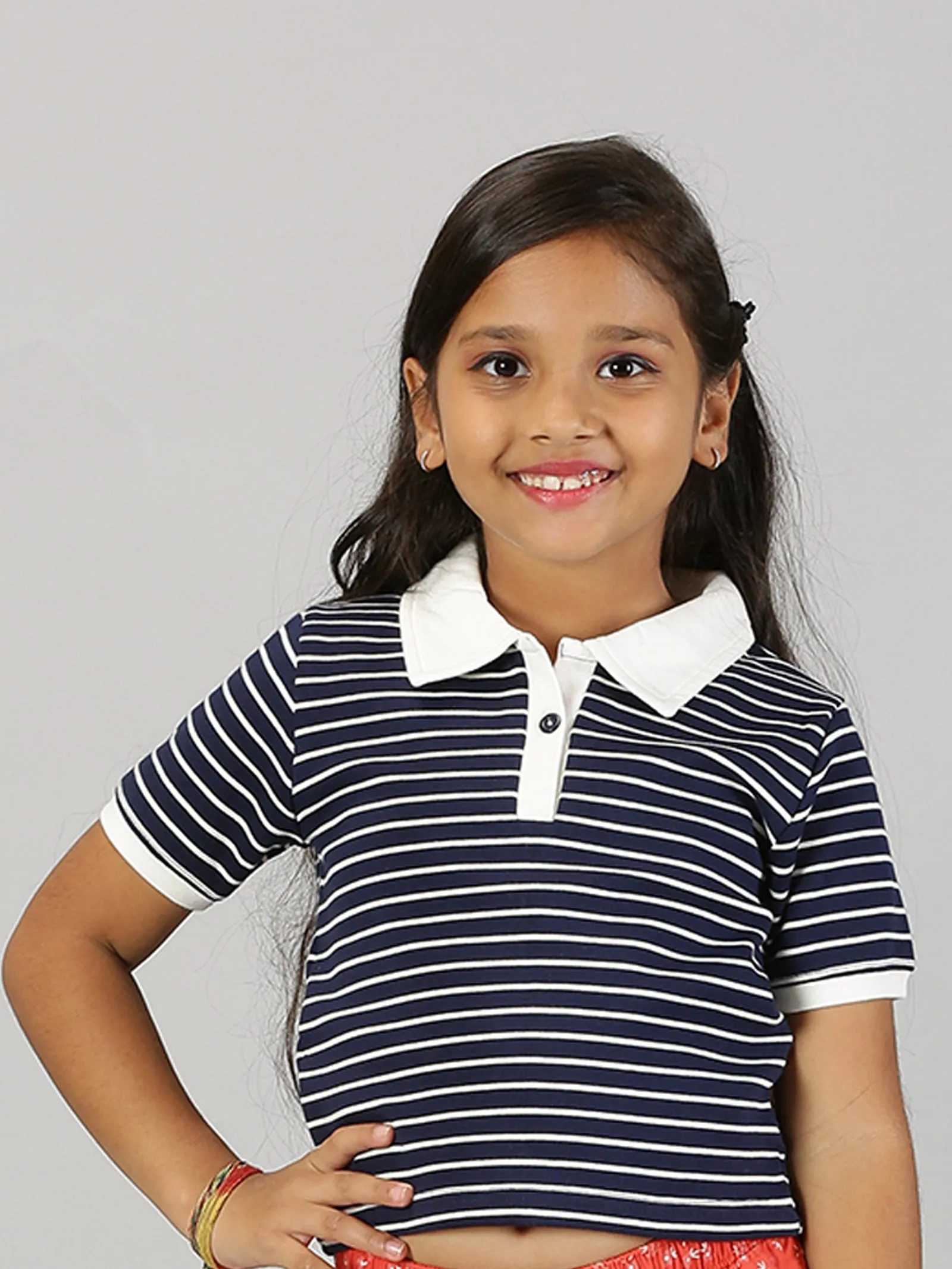 Girls Crop Length Polo Tee