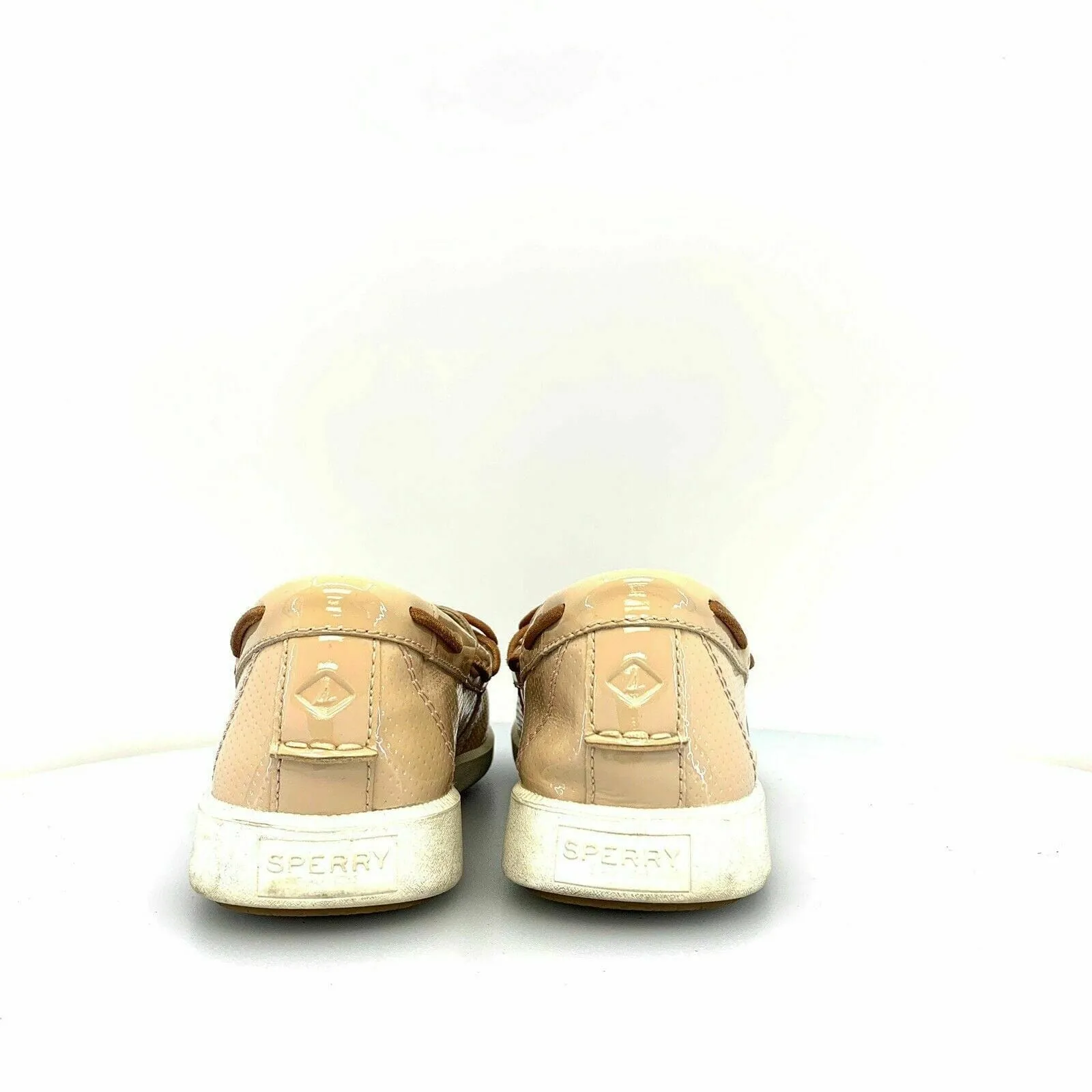 Glamorous Sperry Top-Sider Womens Boat Shoes Beige Cream Patent Leather 9.5M