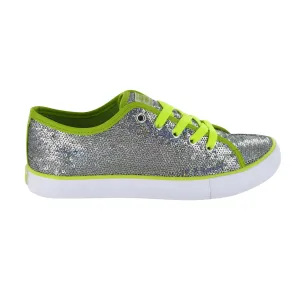 Gotta Flurt Women's Pizazz Silver/Lime Sequin Low Top Dance Sneaker