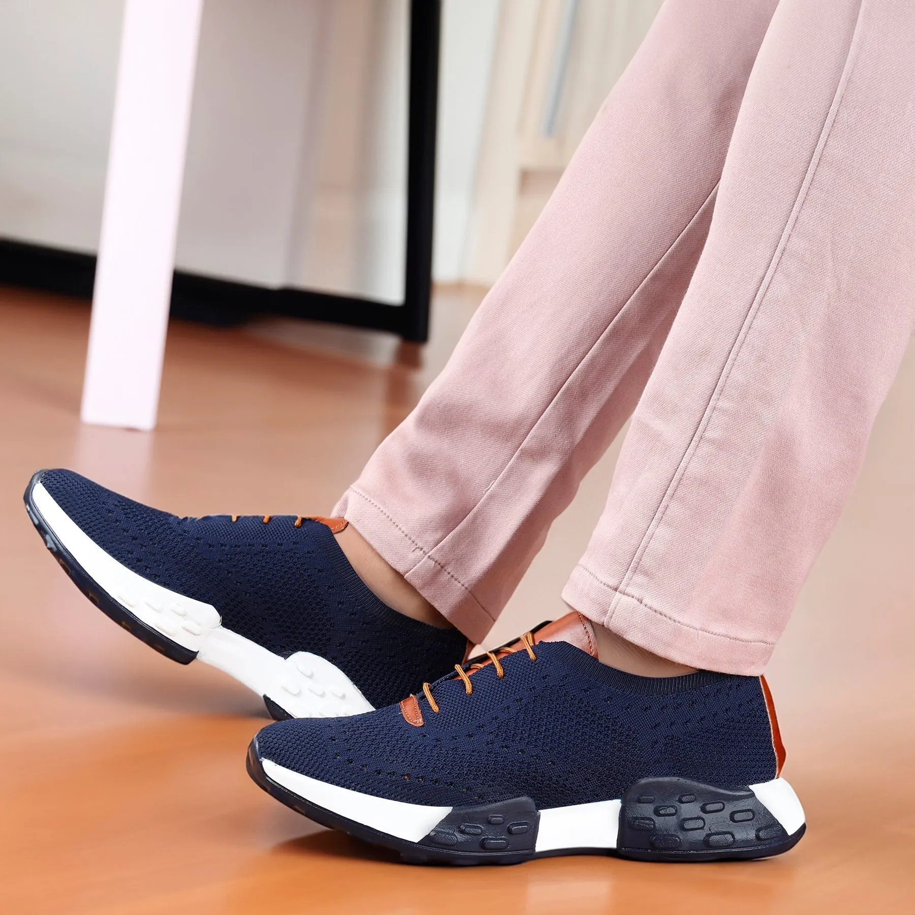 Men's Knitted Upper Casual Sports Lace-Up Running Shoes