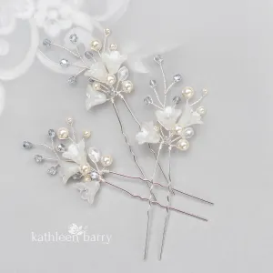 Monica pale blue hair pins mix and match - 3 styles - Rose gold, Gold or silver (sold individually)