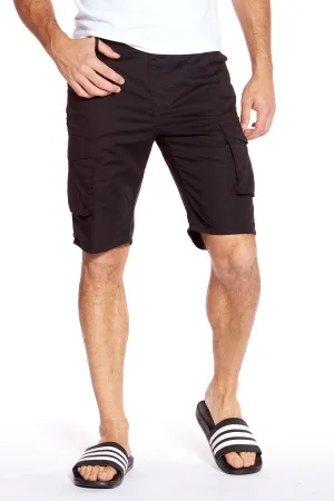 PRESLEY - Zip Front Cargo Poplin Shorts - Black