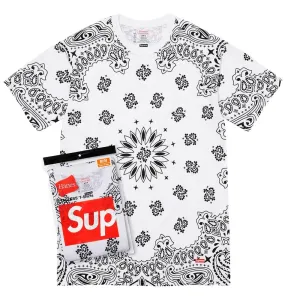 SUPREME HANESR BANDANA TAGLESS TEES (2 PACK)-WHITE