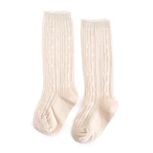 Vanilla Cable Knit Knee High Socks