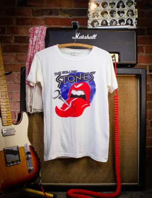 Vintage Rolling Stones Tongue Spike Concert T Shirt 70s White Small